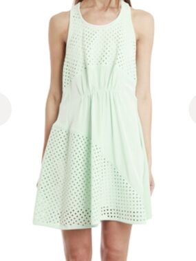 Sleeveless Phillip Lim 3:1 Mint Eyelet A-Line Dress -